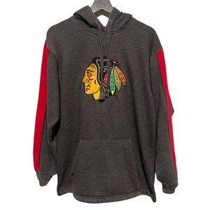 Vintage Black Hawks NHL Hoodie PatchWork 1990’s Majestic Black/Red Men’s Large